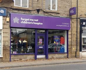 Store fron for the cleckheaton Forget Me Not Children's Hospice charity shop 