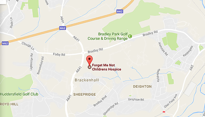 Picture of a map showing the location of the Forgert Me Not Children&#39;s Hospice.